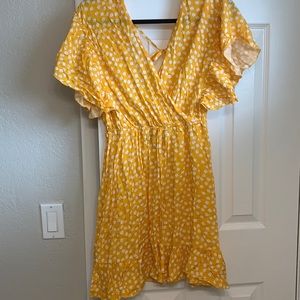 Yellow floral summer dress